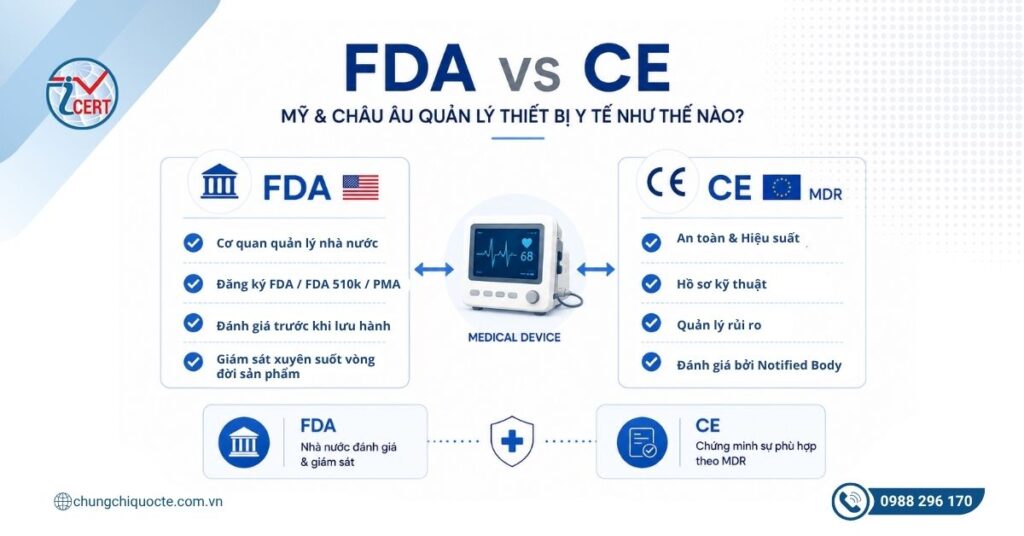 FDA và CE là gì Bản chất quản lý thiết bị y tế của Mỹ và Châu Âu